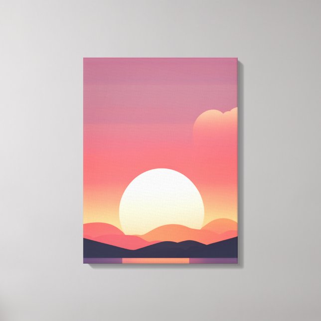 Lienzo Vista del Lago Tranquilo Sunset (Anverso)