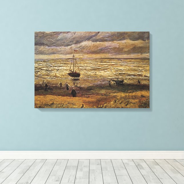 Lienzo Vista del mar en Scheveningen de Vincent van Gogh (Insitu (piso de madera))