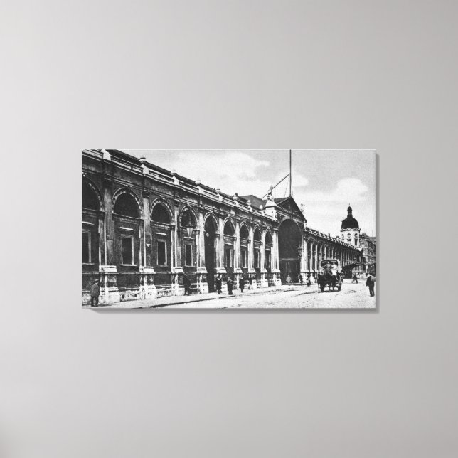 Lienzo Vista del mercado cárnico de Smithfield, c.1905 (Anverso)