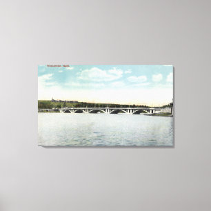 Lienzo Vista del nuevo puente de Quinsigamond del lago