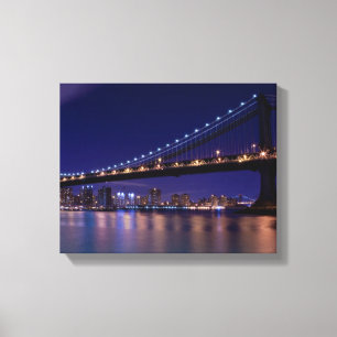 Lienzo Vista del puente de Manhattan por la noche