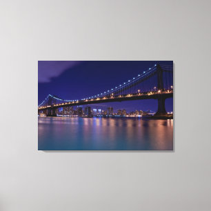 Lienzo Vista del puente de Manhattan por la noche