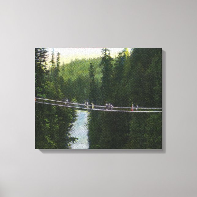 Lienzo Vista del puente de suspensión de Capilano (Anverso)