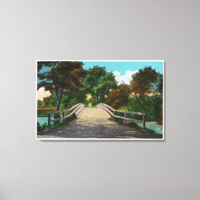 Lienzo Vista del puente norte antiguo de la estatua del h (Anverso)