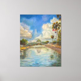 Lienzo Vista del puente peatonal desde el lago