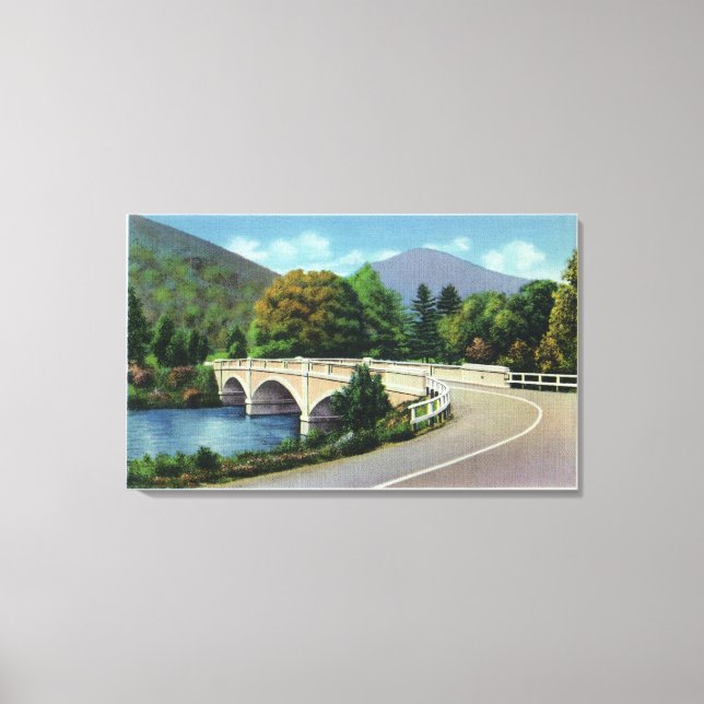 Lienzo Vista del puente sobre el río Deerfield (Anverso)
