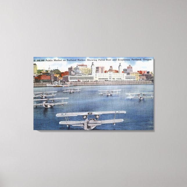 Lienzo Vista del puerto de Portland sobre el mercado públ (Anverso)