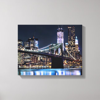 Lienzo Vista del reflejo del puente de Brooklyn de Nueva