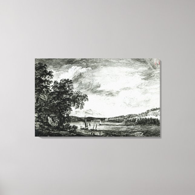 Lienzo Vista del río de Pakepsey de Hudson (Anverso)