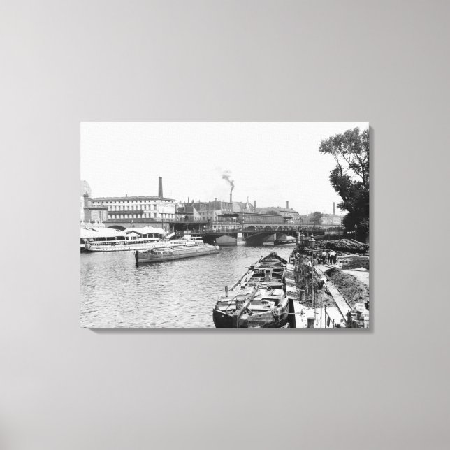 Lienzo Vista del río Spree, Berlín, c.1910 (Anverso)