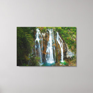 Lienzo Vista elevada de la cascada, Croacia