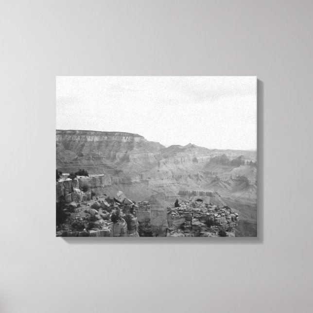 Lienzo Vista en blanco y negro del Gran Cañón 16x20 (Anverso)