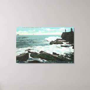 Lienzo Vista escénica de la cabaña del cabo de la orill