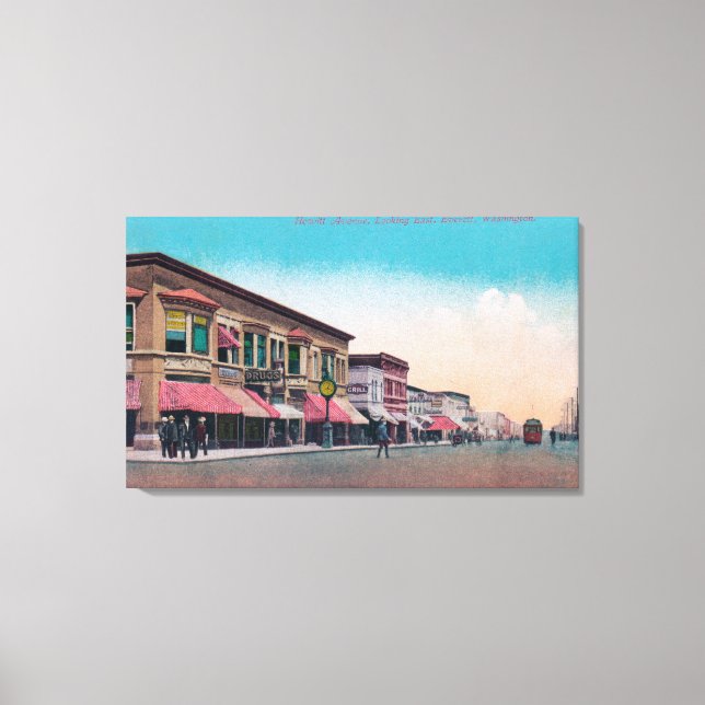 Lienzo Vista este desde la avenida Hewitt Everett, WA (Anverso)