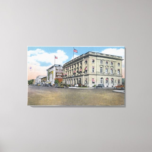 Lienzo Vista exterior de Bldg Federal, Teatro Capitol (Anverso)