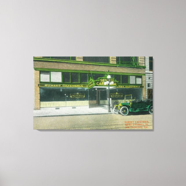 Lienzo Vista exterior de la cafetería Sunset (Anverso)