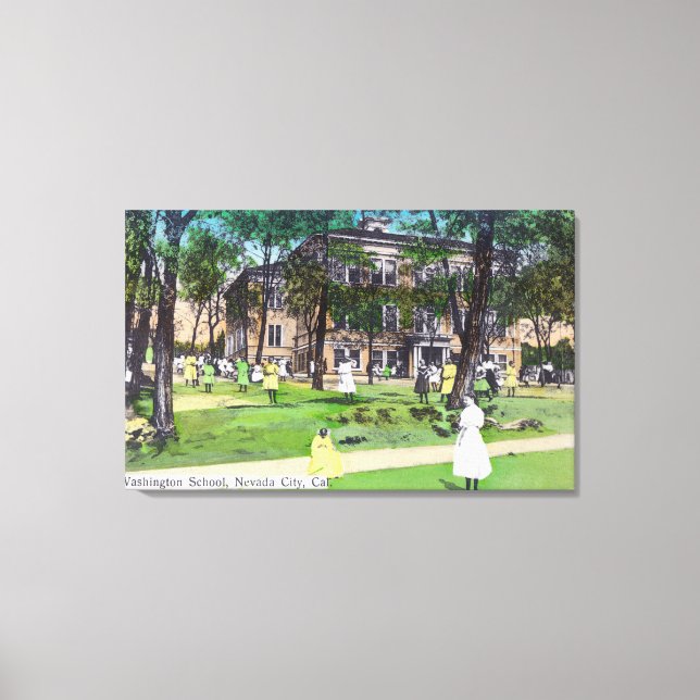 Lienzo Vista exterior de la escuela de Washington (Anverso)