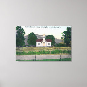 Lienzo Vista exterior de la escuela pública