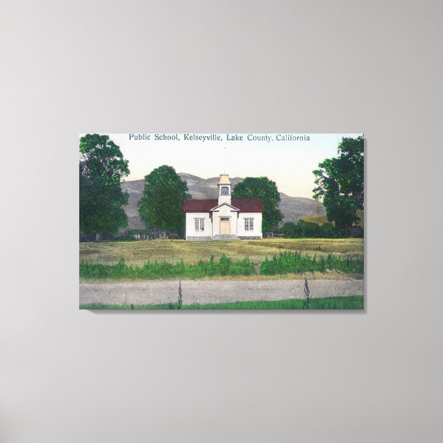 Lienzo Vista exterior de la escuela pública (Anverso)