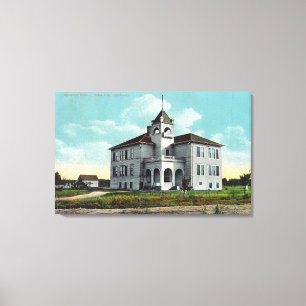 Lienzo Vista exterior de la escuela secundaria