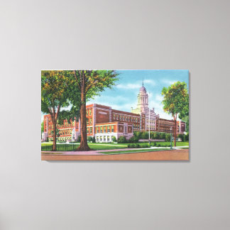Lienzo Vista exterior de la escuela secundaria