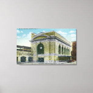 Lienzo Vista exterior de la estación de ferrocarril
