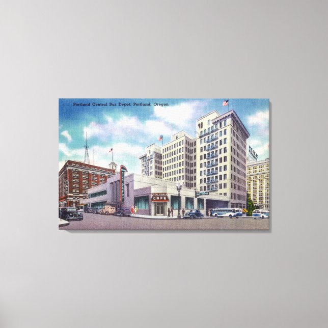 Lienzo Vista exterior del autobús central de Portland (Anverso)