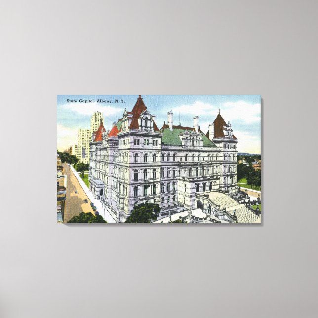Lienzo Vista exterior del edificio del Capitolio estatal  (Anverso)