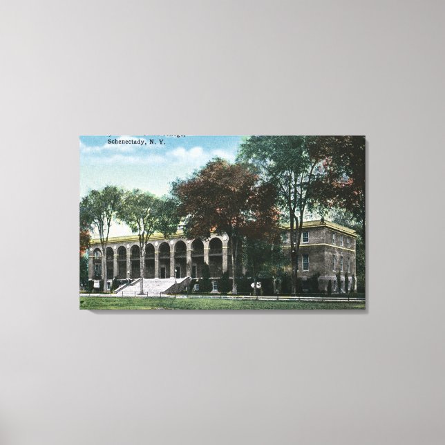 Lienzo Vista exterior del gimnasio Union College (Anverso)