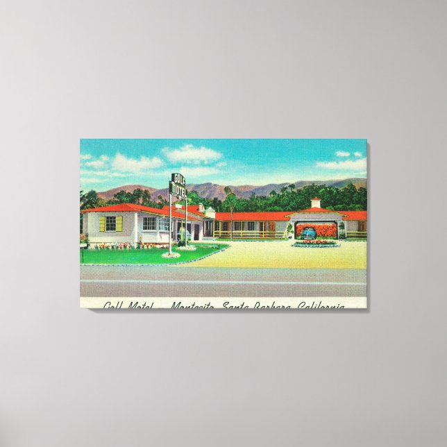 Lienzo Vista exterior del Golf Motel, Montecito (Anverso)