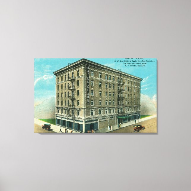 Lienzo Vista exterior del Hotel Clark (Anverso)