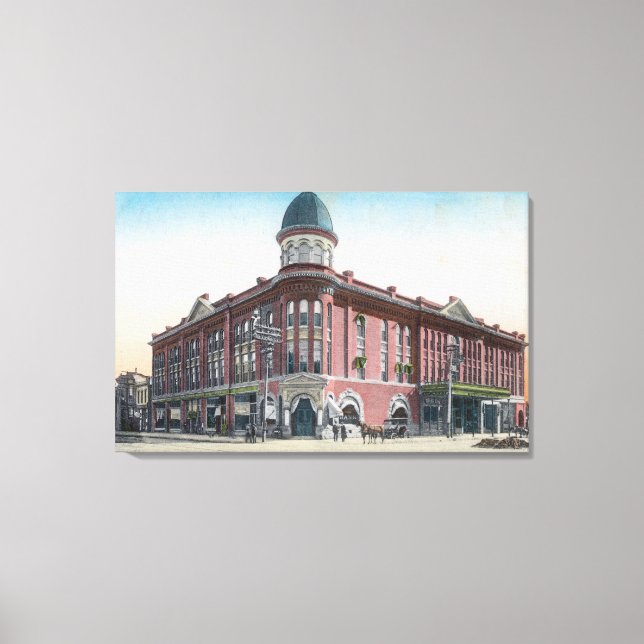 Lienzo Vista exterior del Hotel Stewart (Anverso)