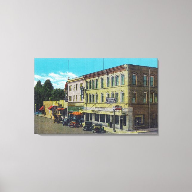 Lienzo Vista exterior del Palace Hotel Ukiah, CA (Anverso)