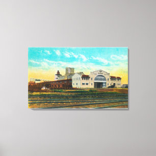 Lienzo Vista exterior del puerto de edificio del muelle