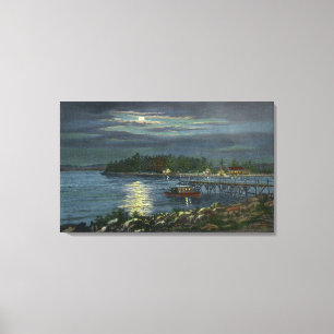 Lienzo Vista iluminada por la luna del lago, aterrizaje