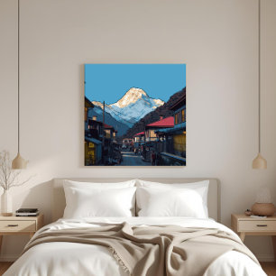 Lienzo Vista ilustrada de Namche Bazaar Everest