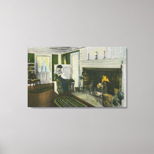 Lienzo Vista interior de un hogar en Nueva Inglaterra