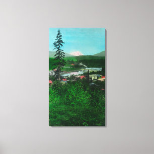 Lienzo Vista lejana de la cima del glaciar y de la ciudad