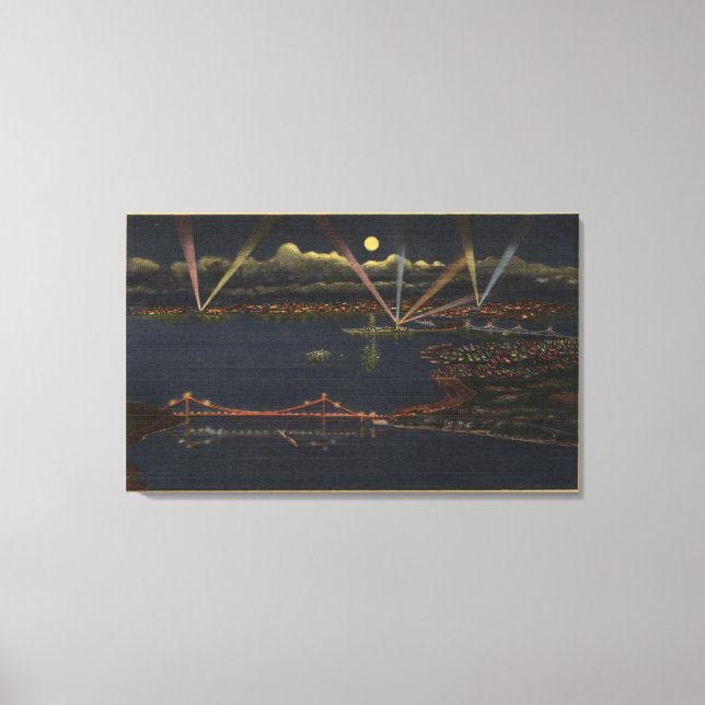 Lienzo Vista nocturna del área metropolitana de Bay (Anverso)