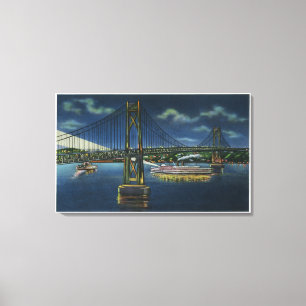 Lienzo Vista nocturna del puente de tráfico de Mid-Hudson
