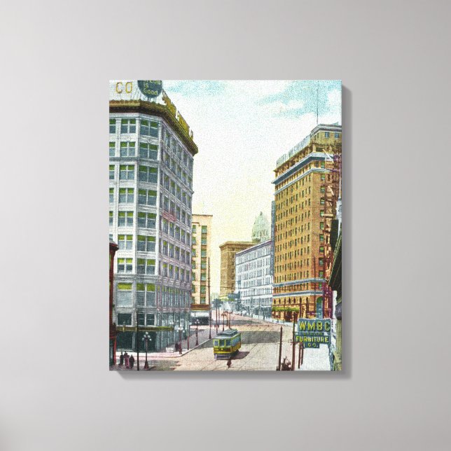 Lienzo Vista norte de la segunda avenida desde Pike Stree (Anverso)