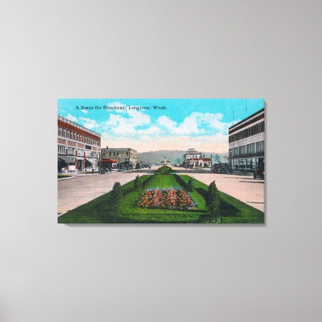 Lienzo Vista panorámica de Broadway, WA (Anverso)