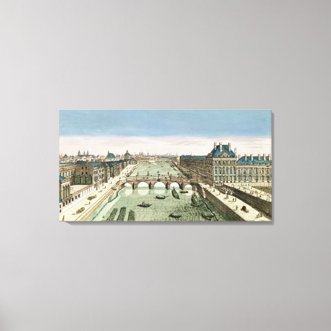 Lienzo Vista panorámica de París desde el puente real (Anverso)