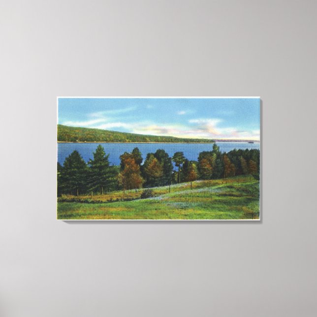 Lienzo Vista panorámica del lago Cobbosseecontee (Anverso)
