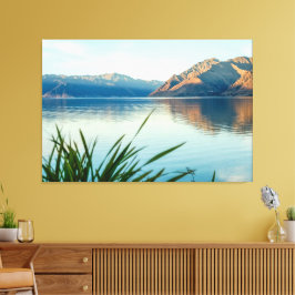 Lienzo Vista pintoresca del hermoso lago Wanaka