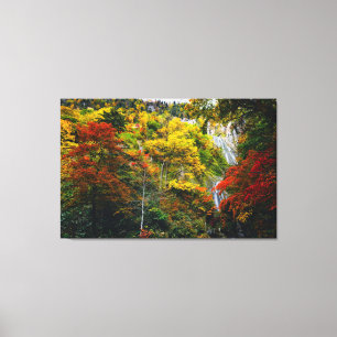 Lienzo Vista pintoresca del otoño de Hagoromo Falls Hokka