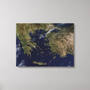 Lienzo Vista por satélite de Grecia y de Turquía