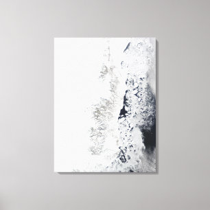 Lienzo Vista por satélite de la costa oriental de Groenla