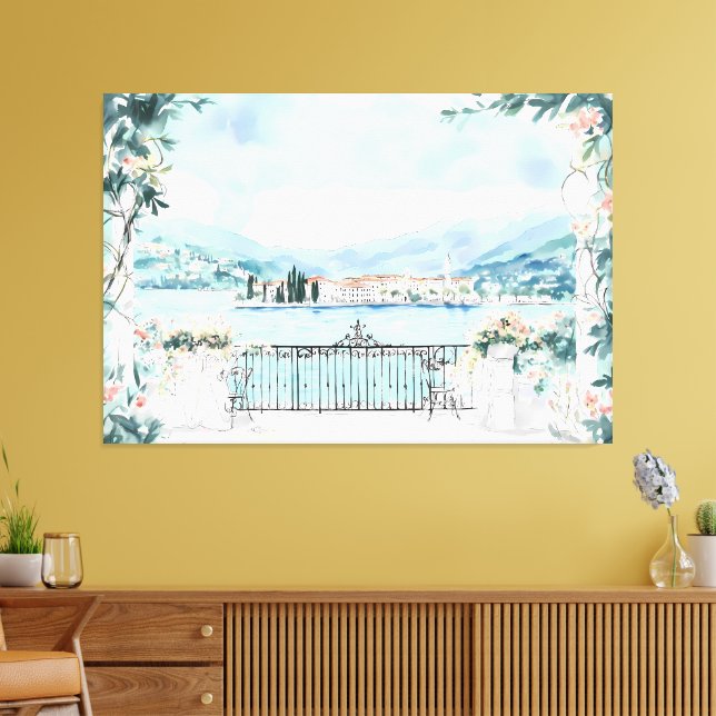 Lienzo Vista romántica del lago de Como (Insitu (Sala de estar))