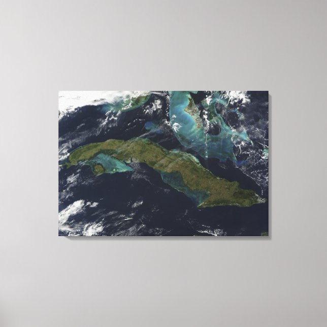 Lienzo Vista satelital de Cuba (Anverso)